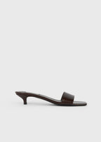 Slim lizard-embossed bandeau mules brown