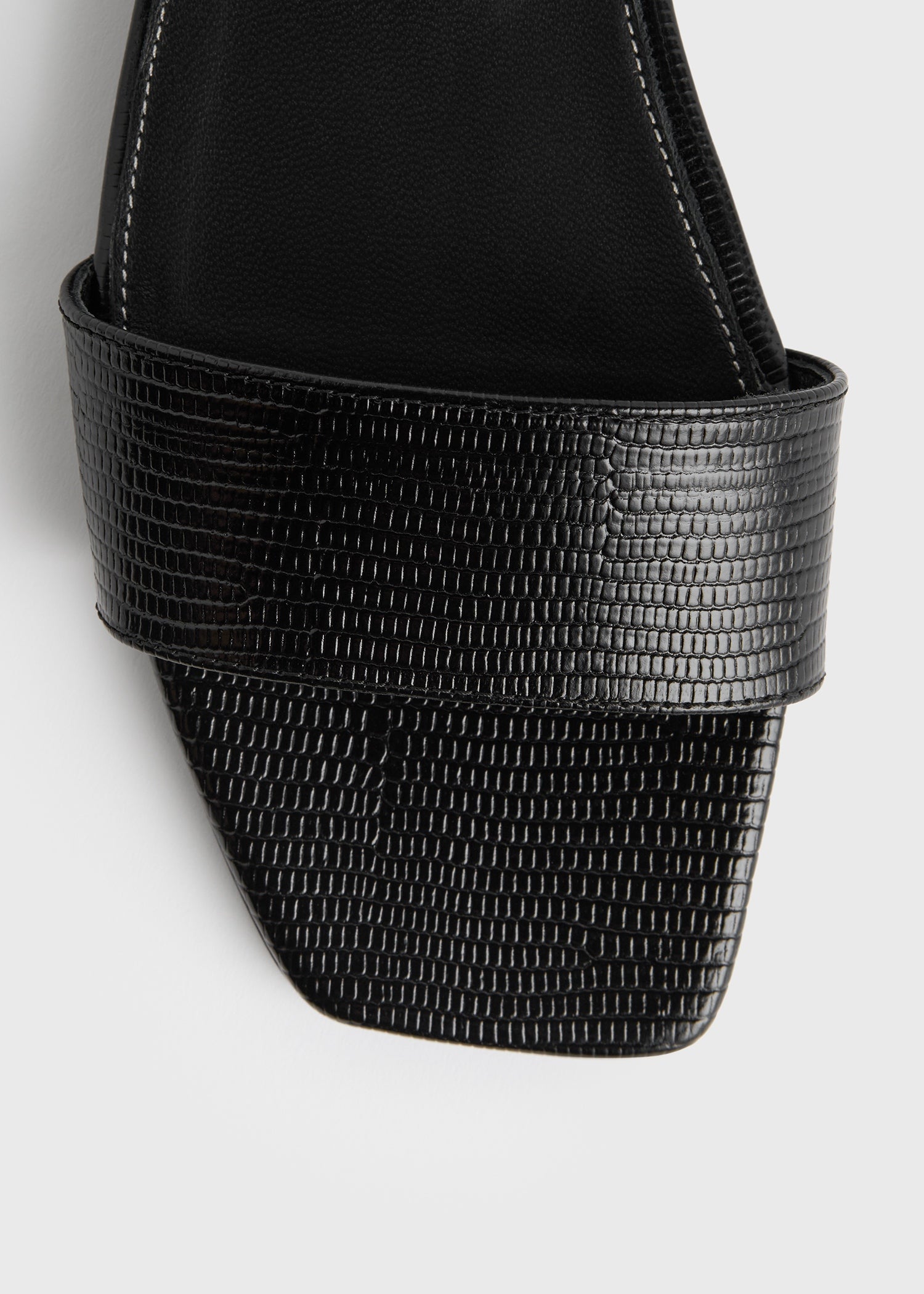 Slim lizard-embossed bandeau slides black