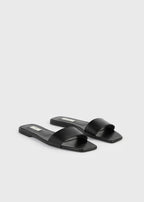 Slim lizard-embossed bandeau slides black