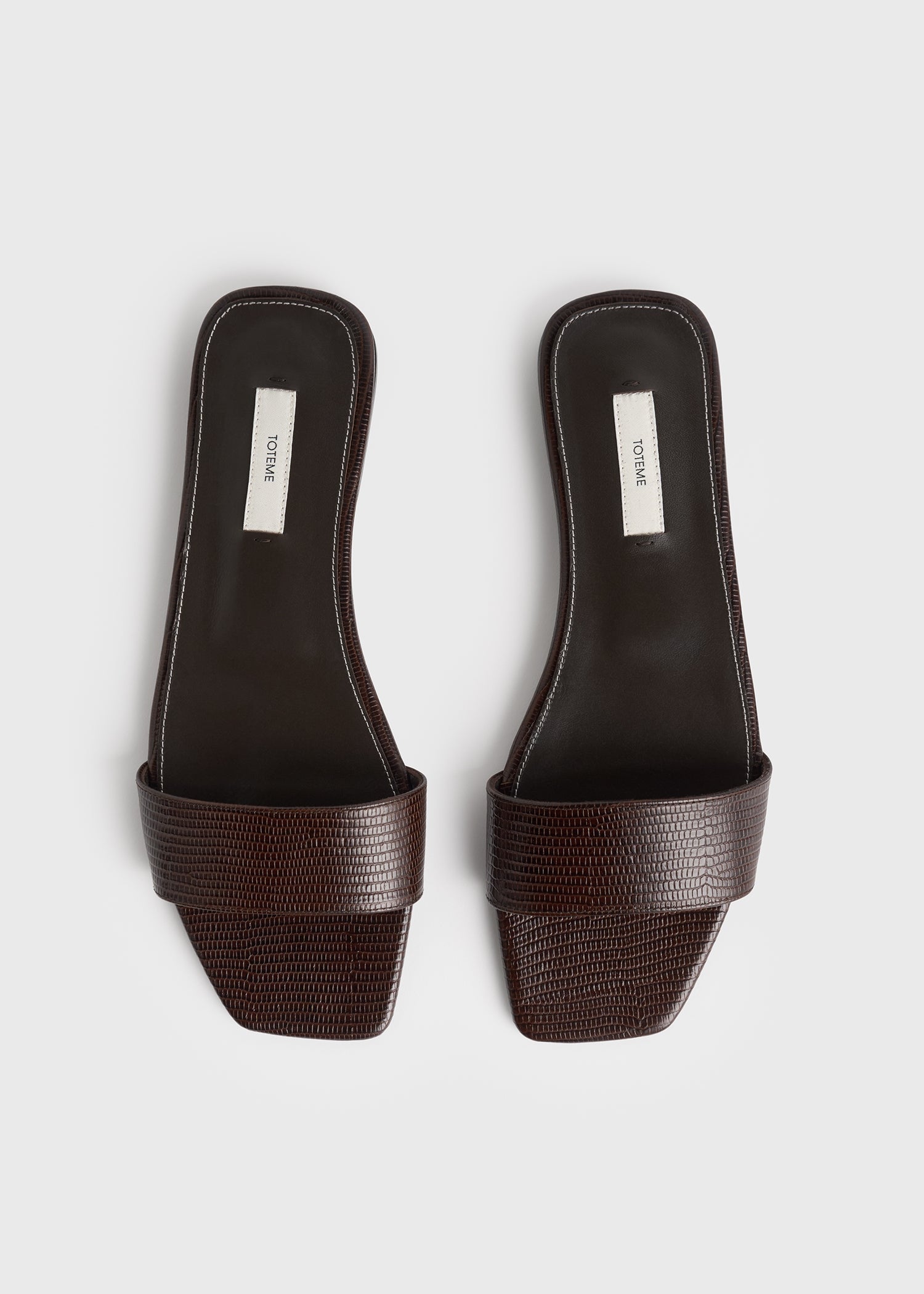 Slim lizard-embossed bandeau slides brown