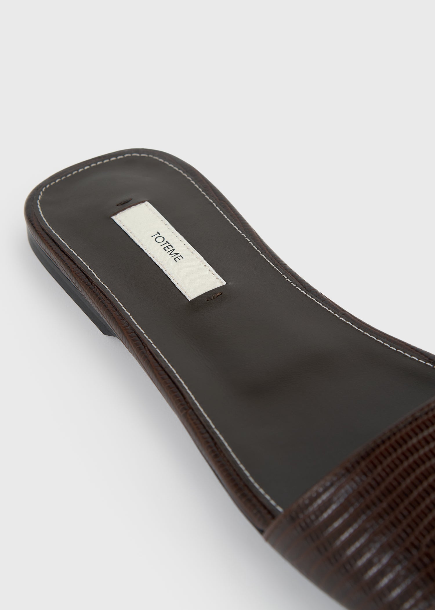 Slim lizard-embossed bandeau slides brown
