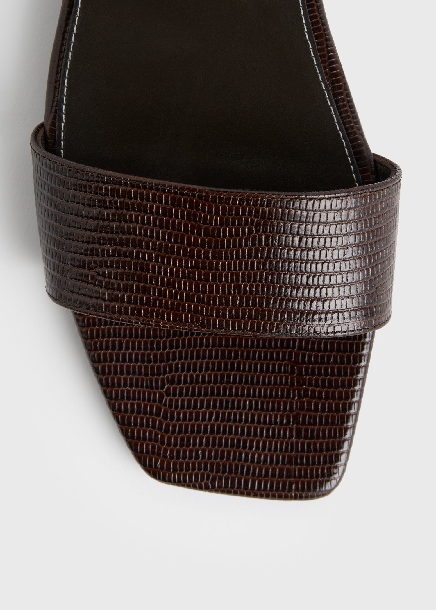 Slim lizard-embossed bandeau slides brown