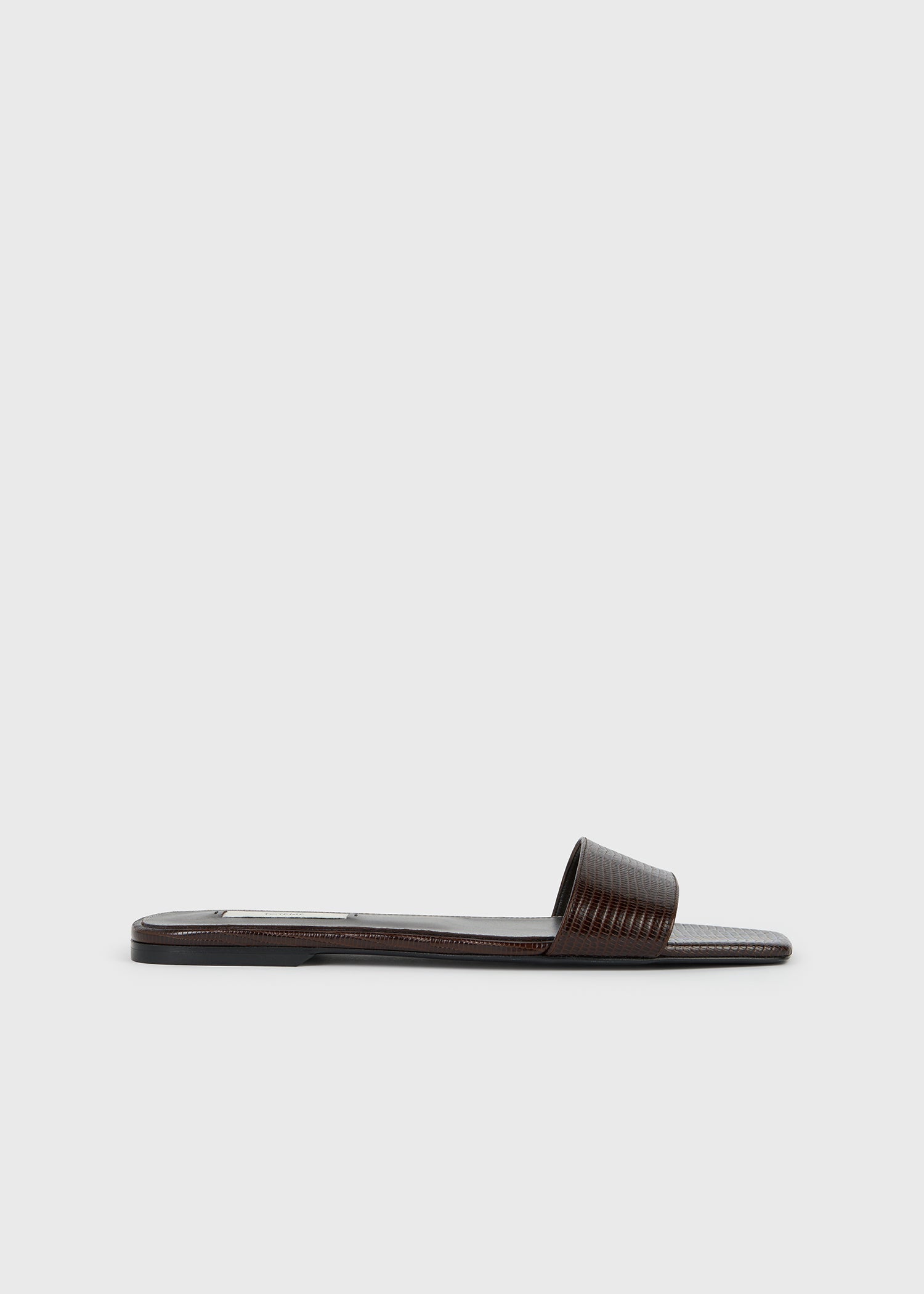 Slim lizard-embossed bandeau slides brown