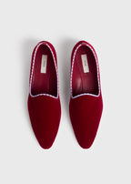 Velvet venetian slippers red