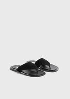 T-bar suede sandals black