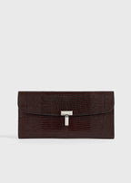 T-lock lizard-embossed wallet brown