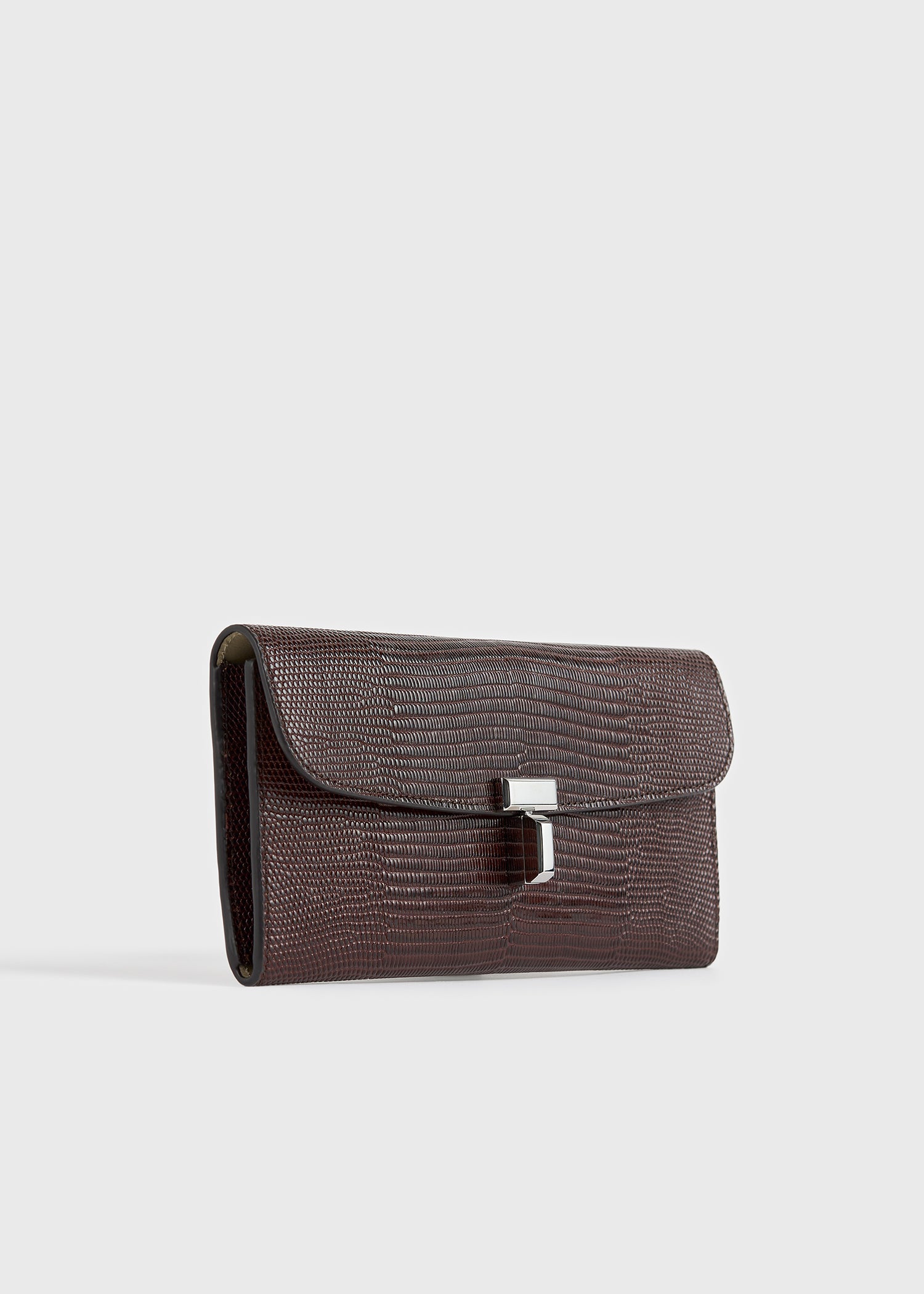 T-lock lizard-embossed wallet brown