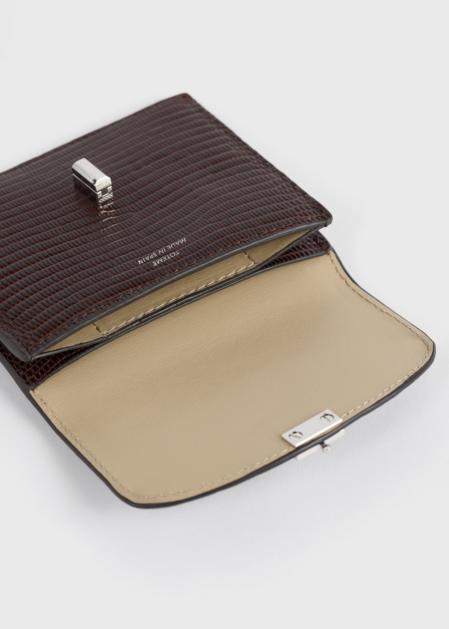 T-lock lizard-embossed cardholder brown