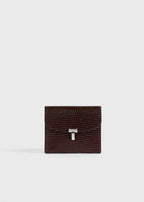T-lock lizard-embossed cardholder brown