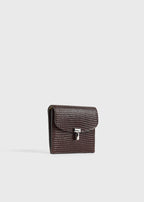 T-lock lizard-embossed cardholder brown