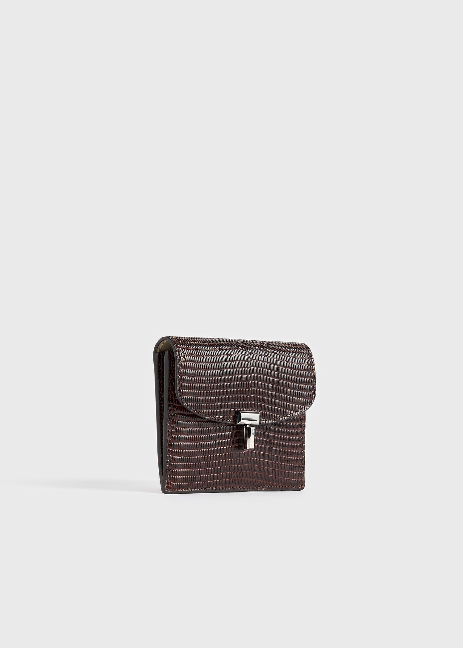 T-lock lizard-embossed cardholder brown