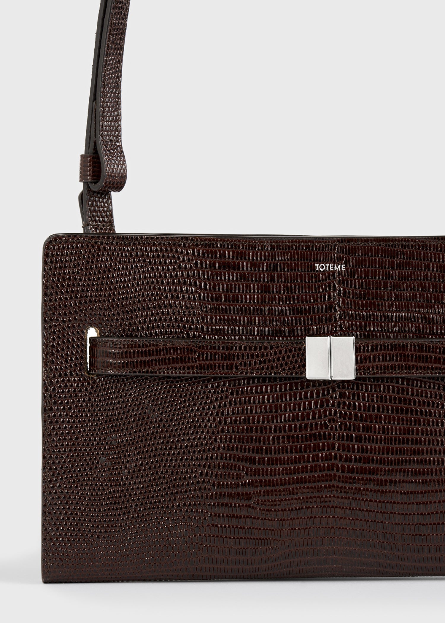 Belted lizard-embossed crossbody brown