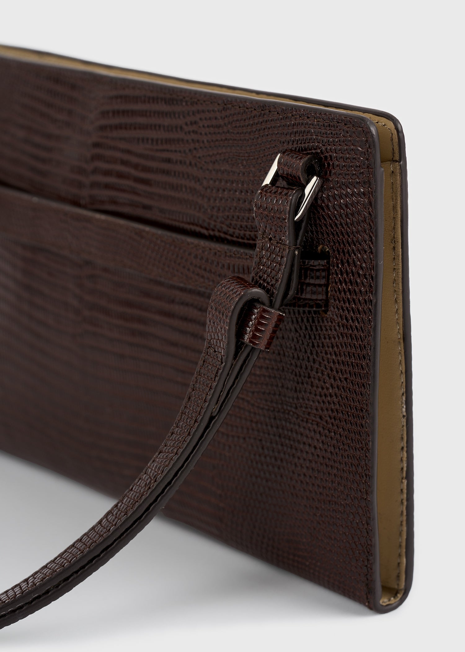 Belted lizard-embossed crossbody brown