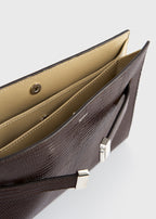 Belted lizard-embossed crossbody brown