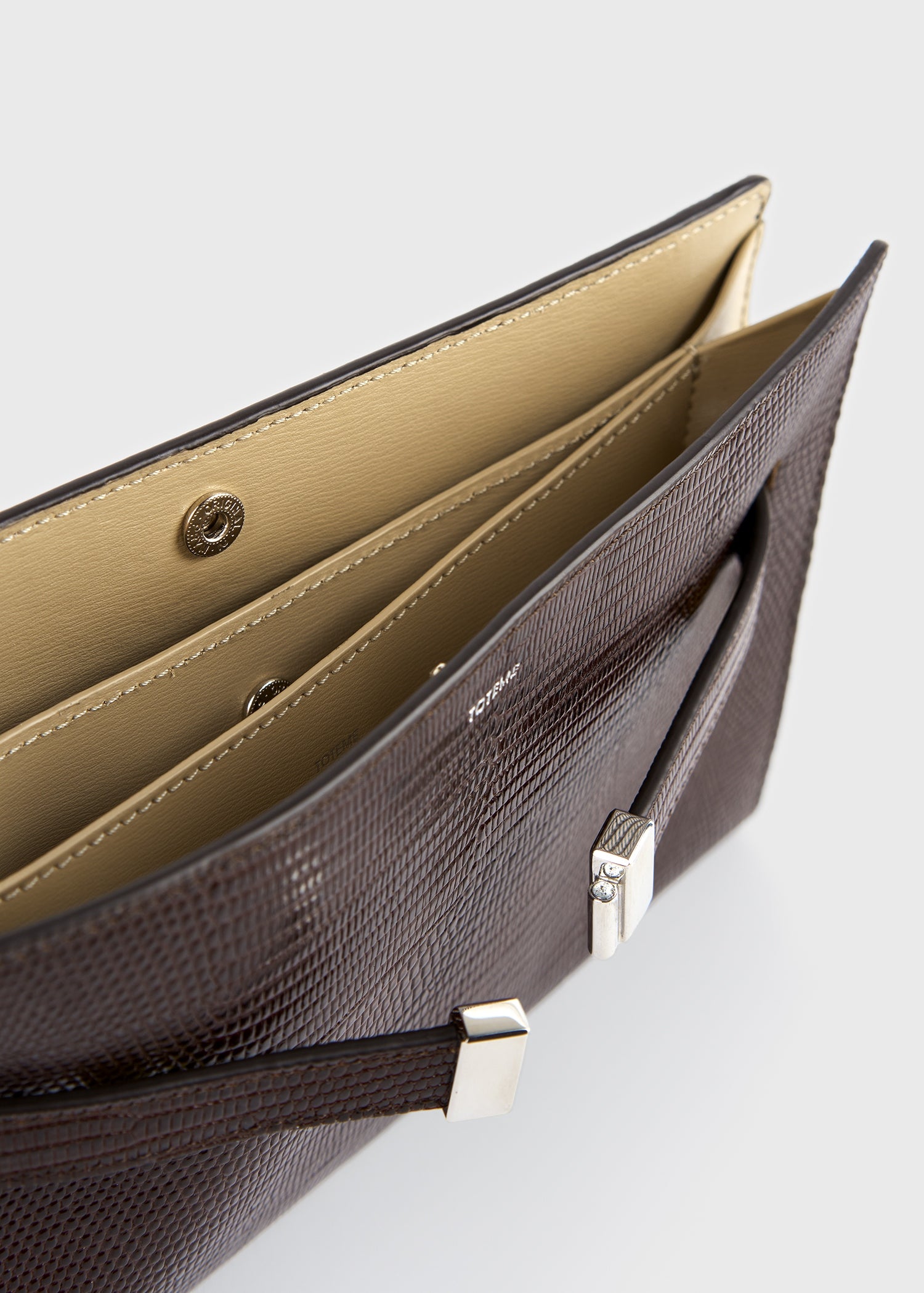 Belted lizard-embossed crossbody brown