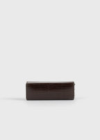 Lizard-embossed lipstick case brown