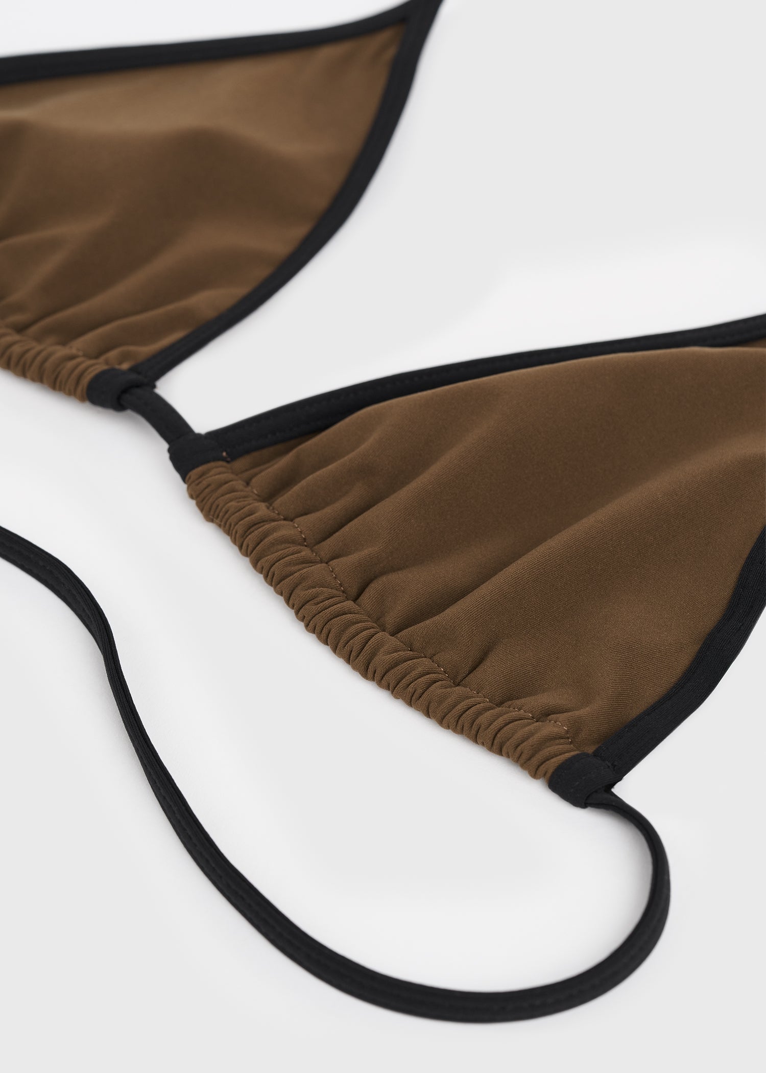Stripe tie bikini top walnut