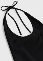 Halter tie swimsuit black