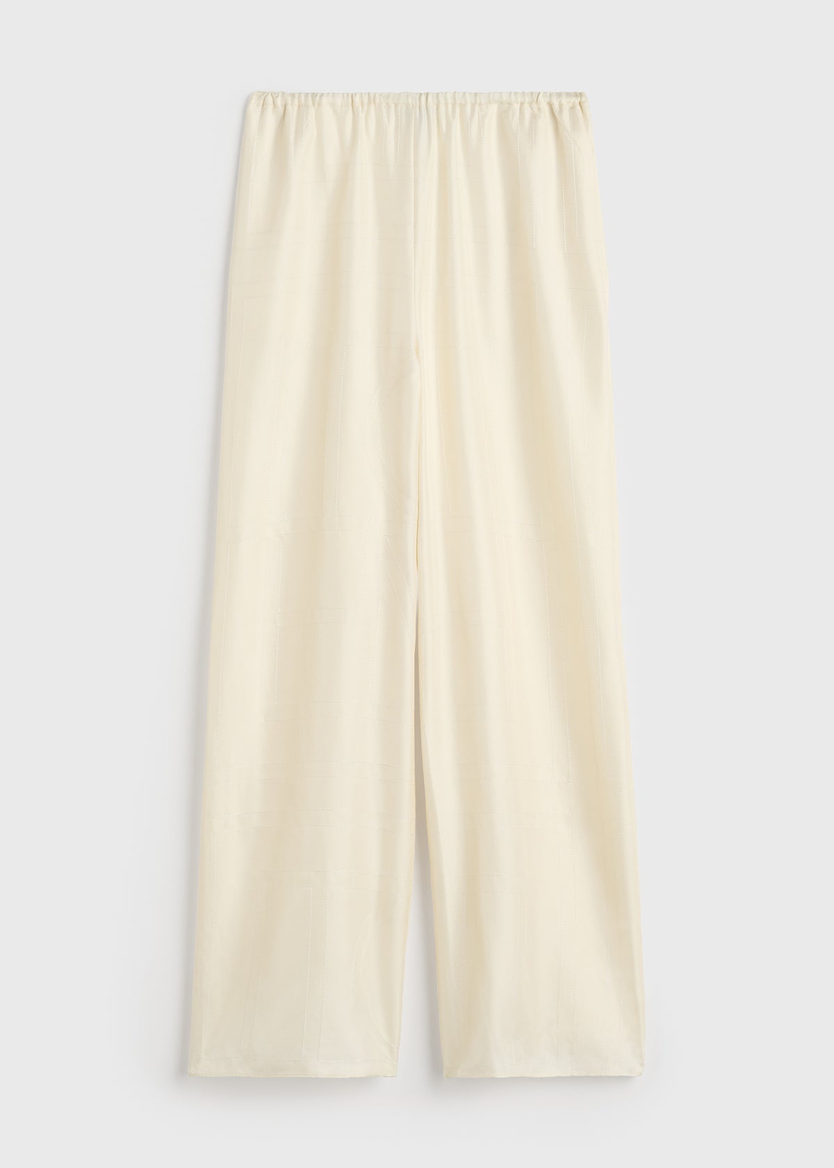 Monogram silk pj bottoms cream