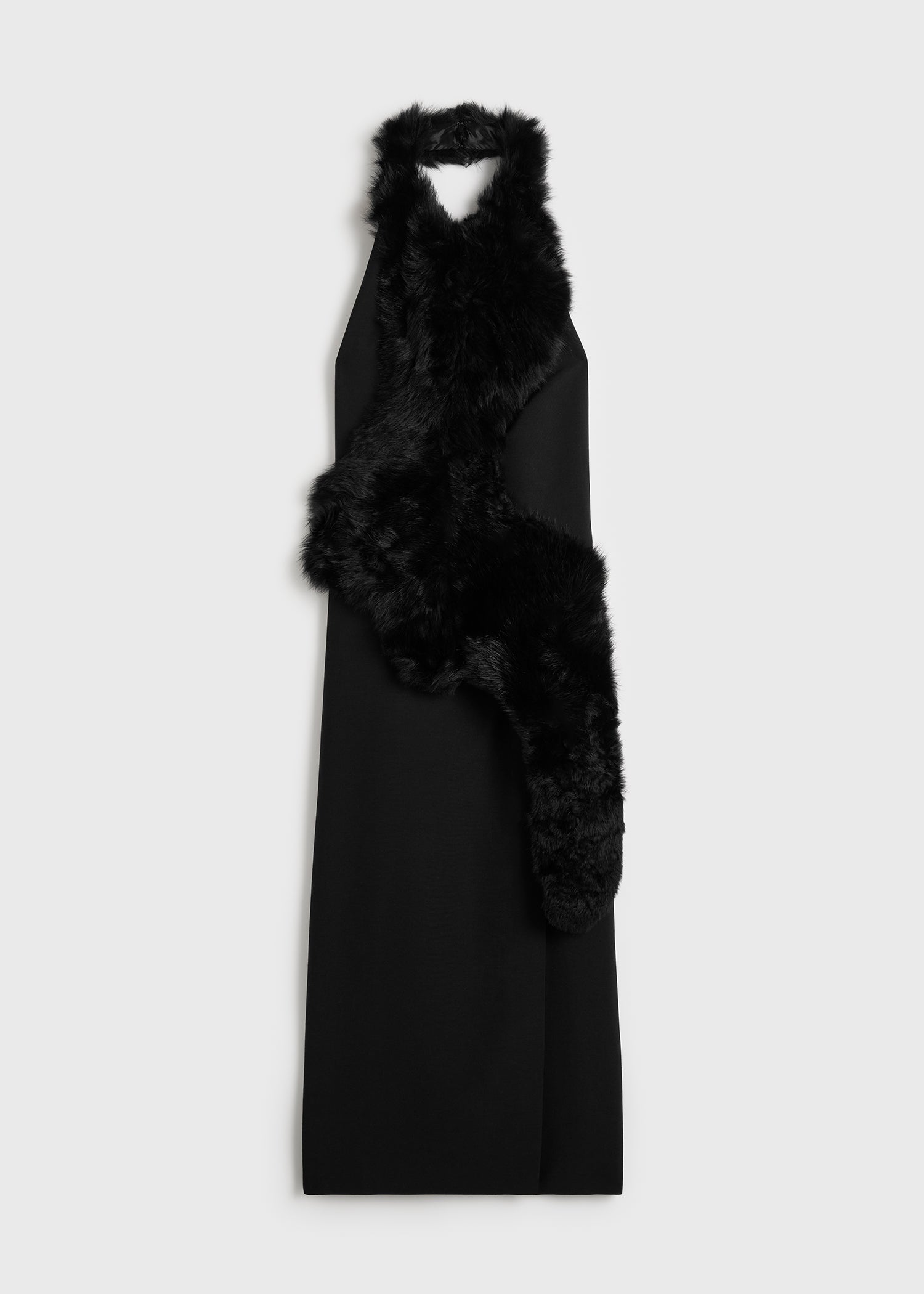 Shearling appliqué dress black