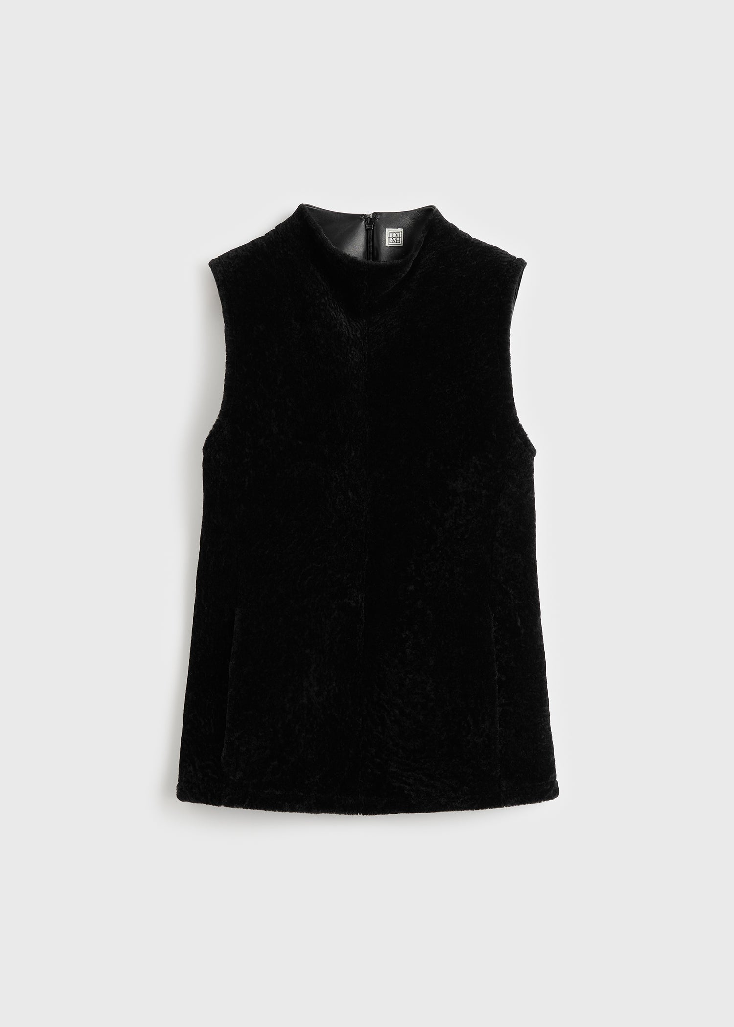 Shearling-front top black