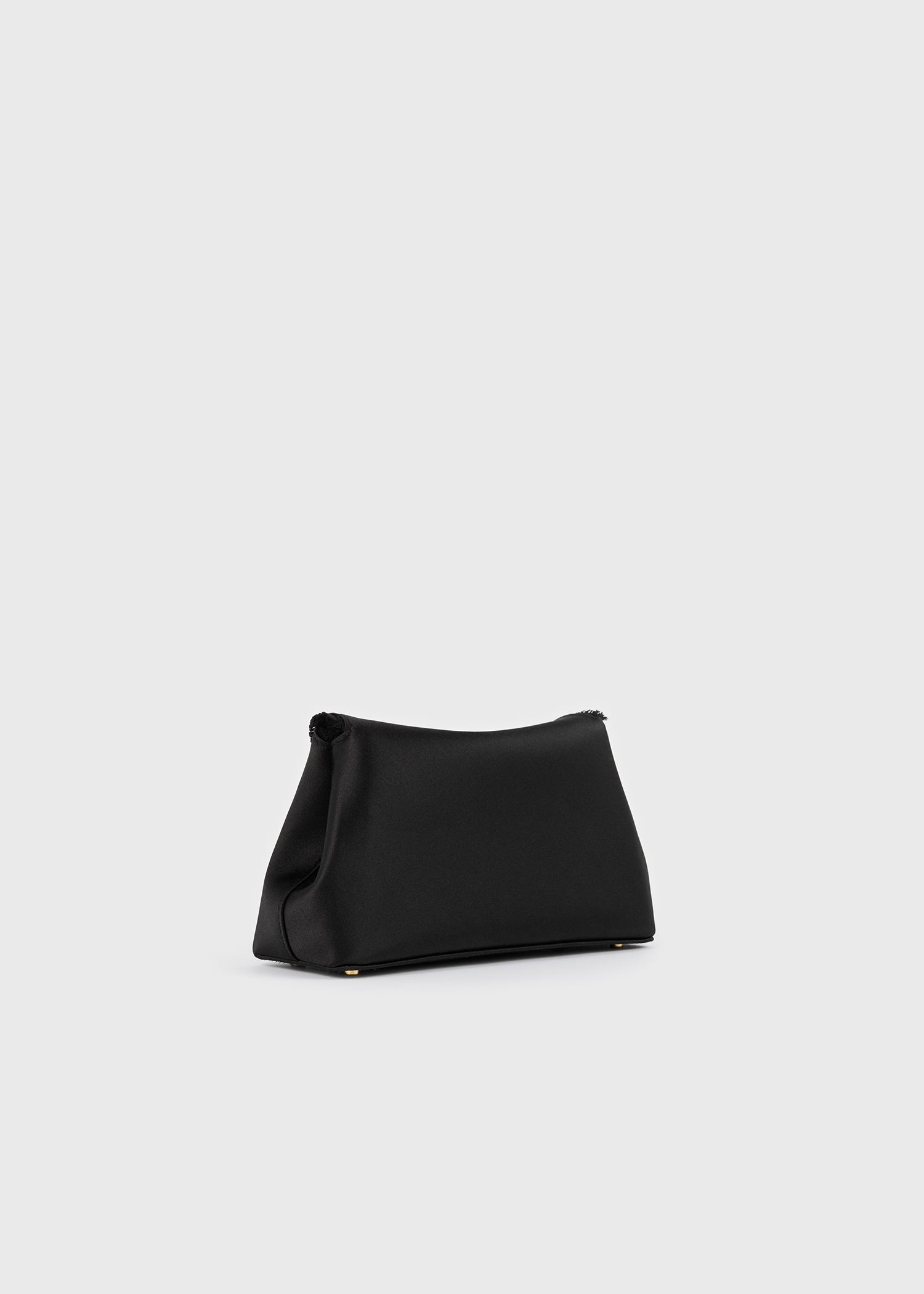 Mini T-lock frayed satin clutch black – TOTEME