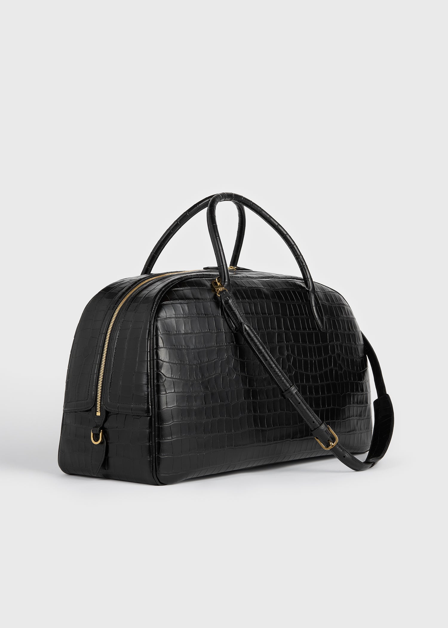 Croco-embossed weekender black