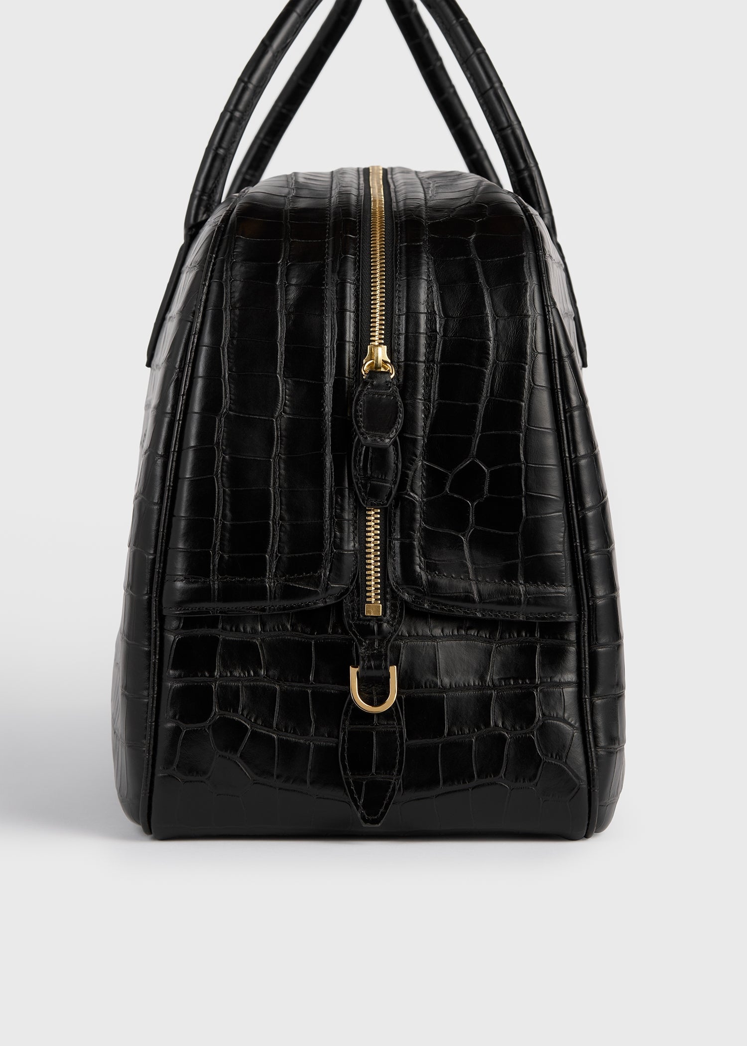Croco-embossed weekender black