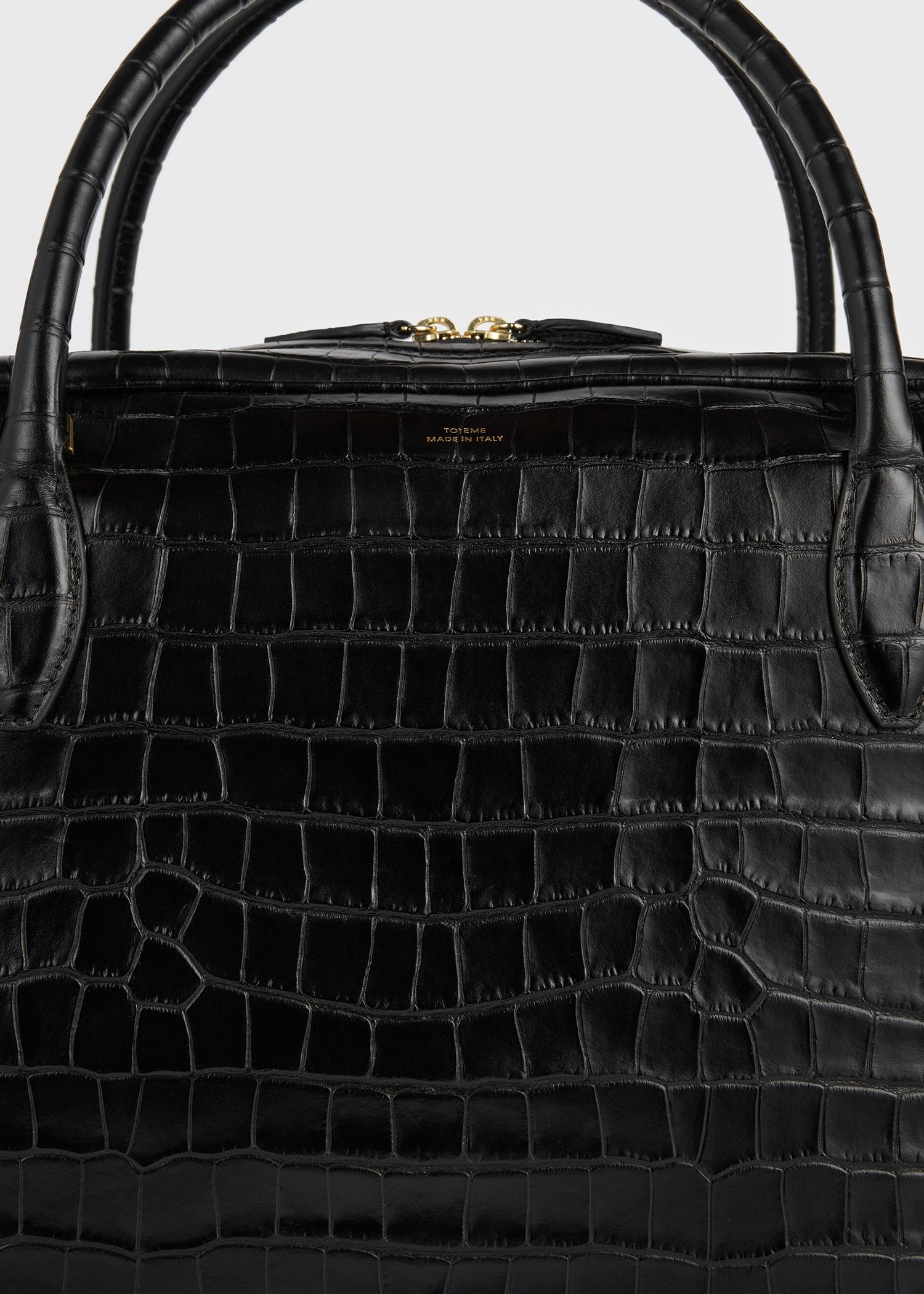 Croco-embossed weekender black