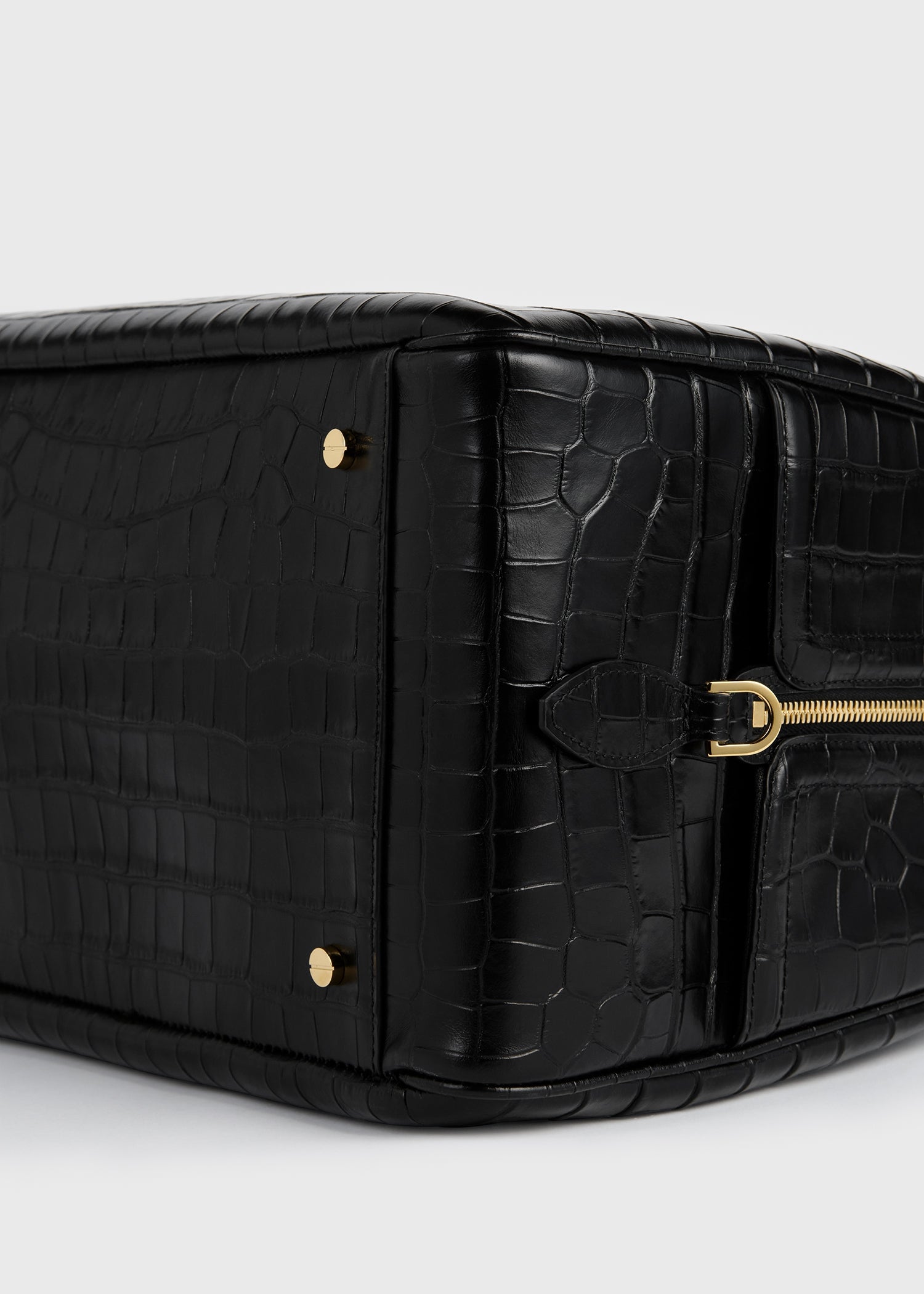 Croco-embossed weekender black