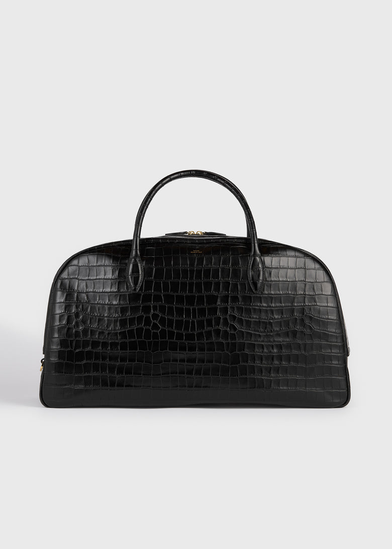 Croco-embossed traveler black