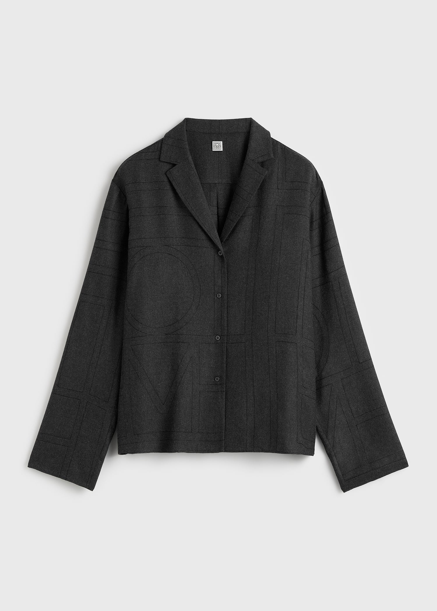 Monogram flannel pj top charcoal