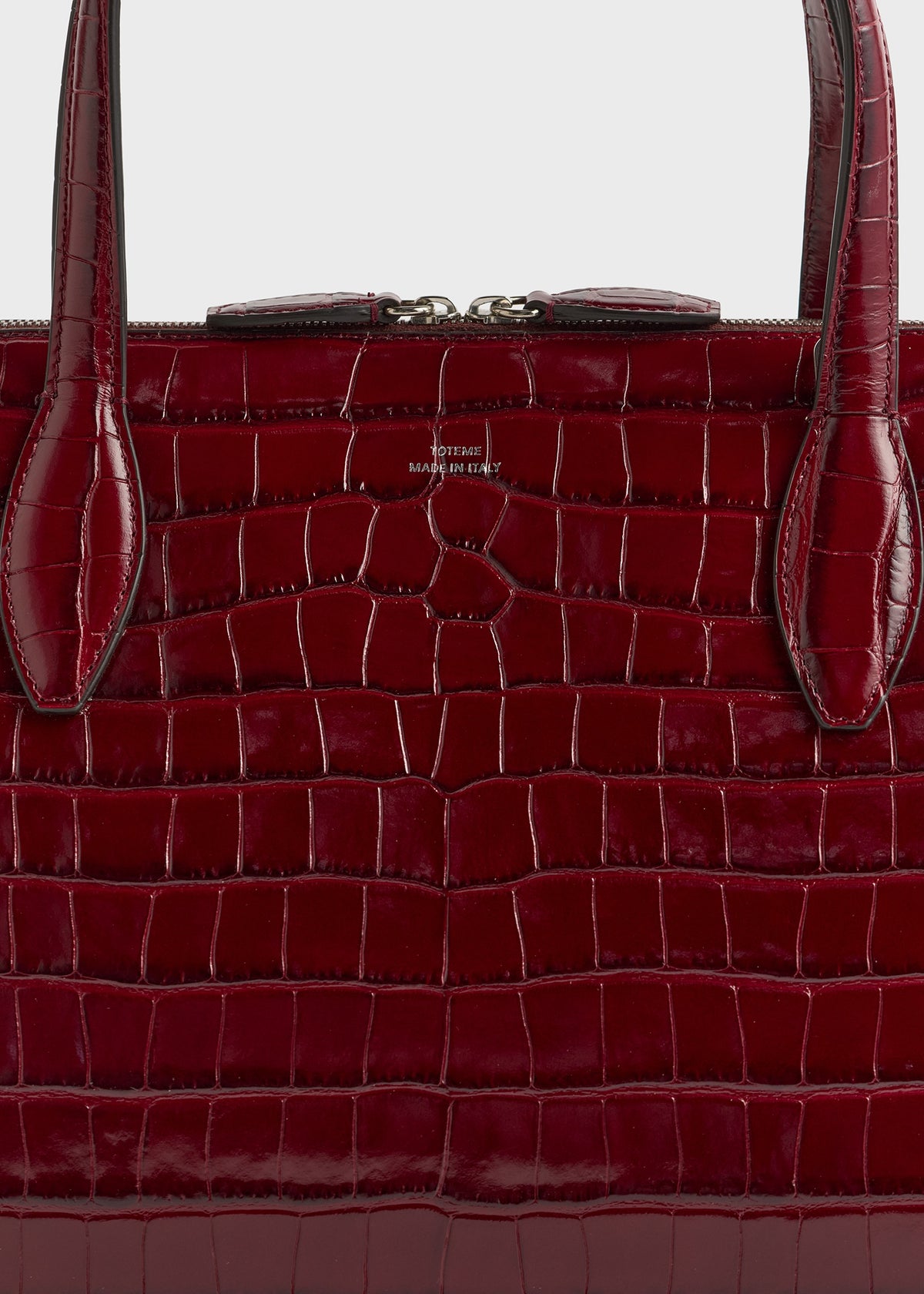 Medium croco-embossed day tote cherry