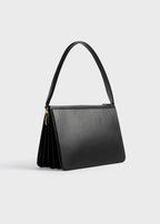 Fivefold glossed leather shoulder black