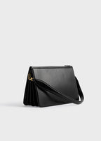 Fivefold glossed leather shoulder black
