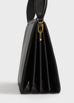 Fivefold glossed leather shoulder black
