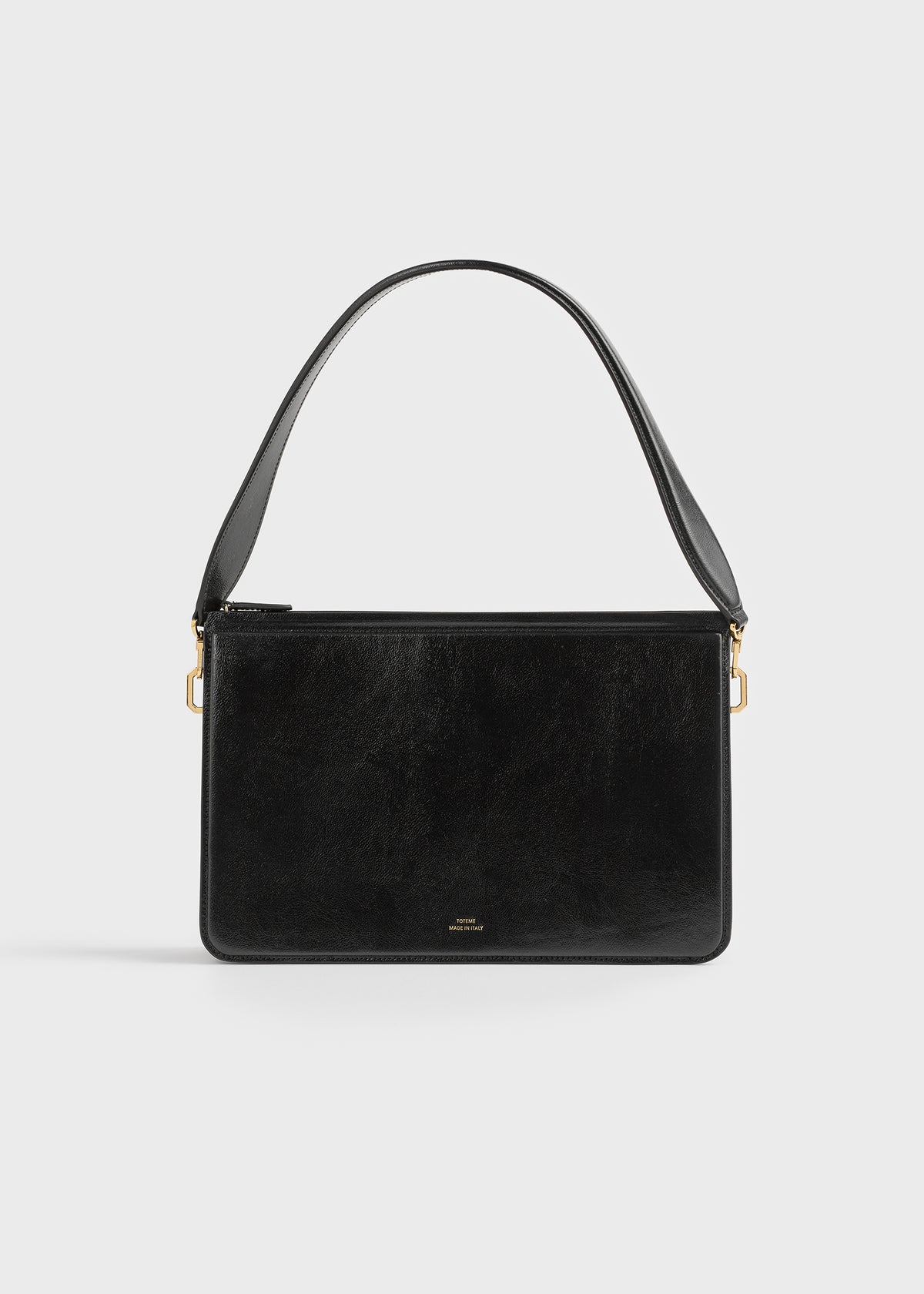 Fivefold glossed leather shoulder black