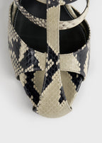 Cutout python-embossed mules black/ecru