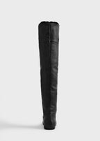 Shearling over-the-knee flat boots black