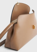 T-lock leather clutch camel