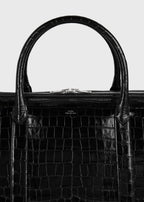 Croco-embossed weekender black