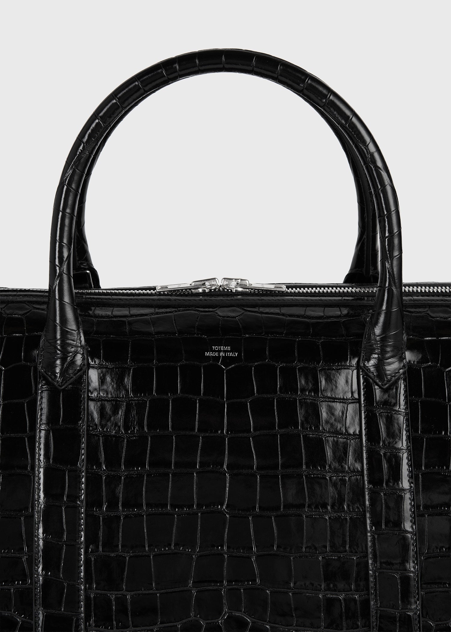 Croco-embossed weekender black