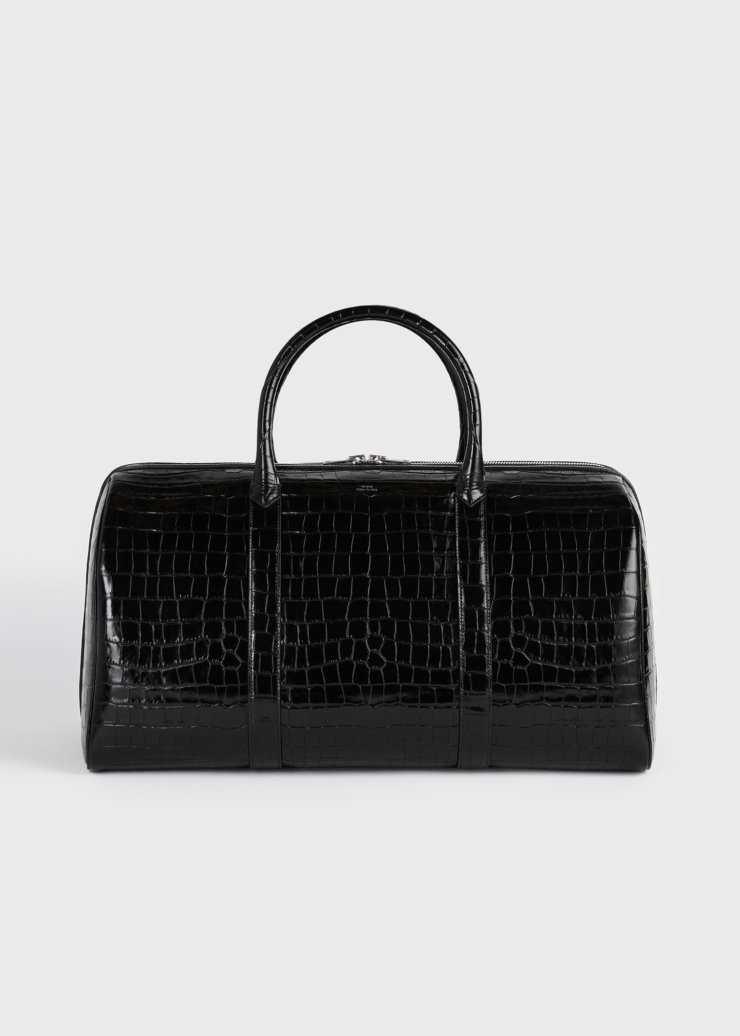 Croco-embossed weekender black