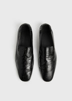 Soft croco-embossed loafers black