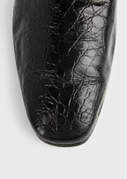 Soft croco-embossed loafers black
