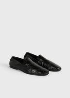 Soft croco-embossed loafers black