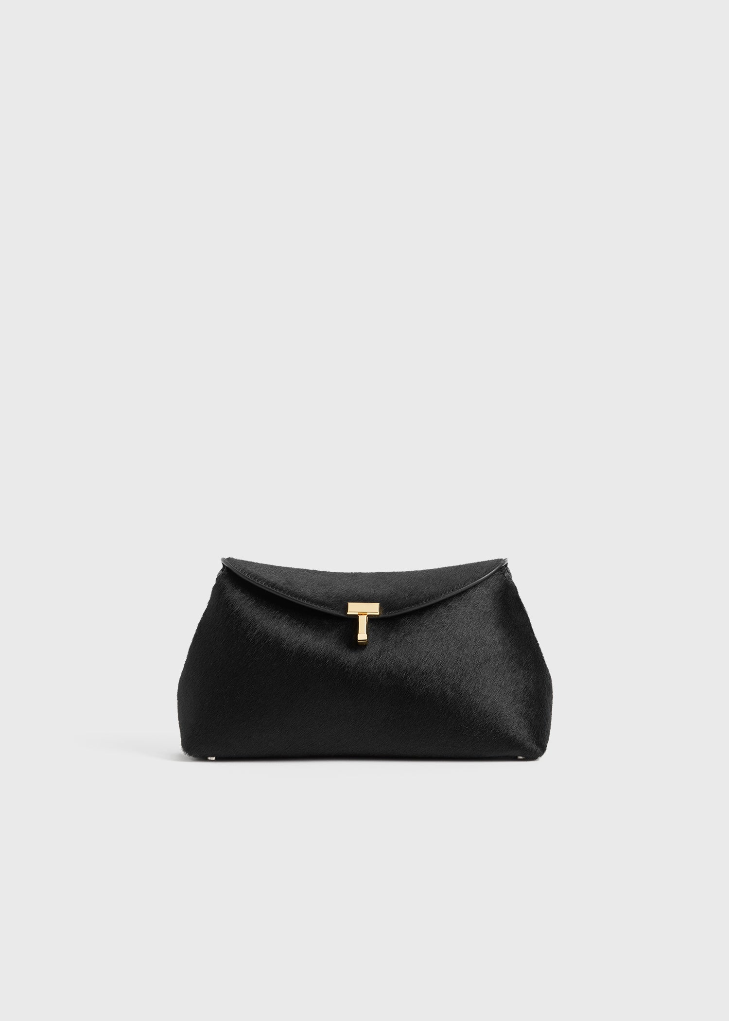 T-lock pony hair clutch black