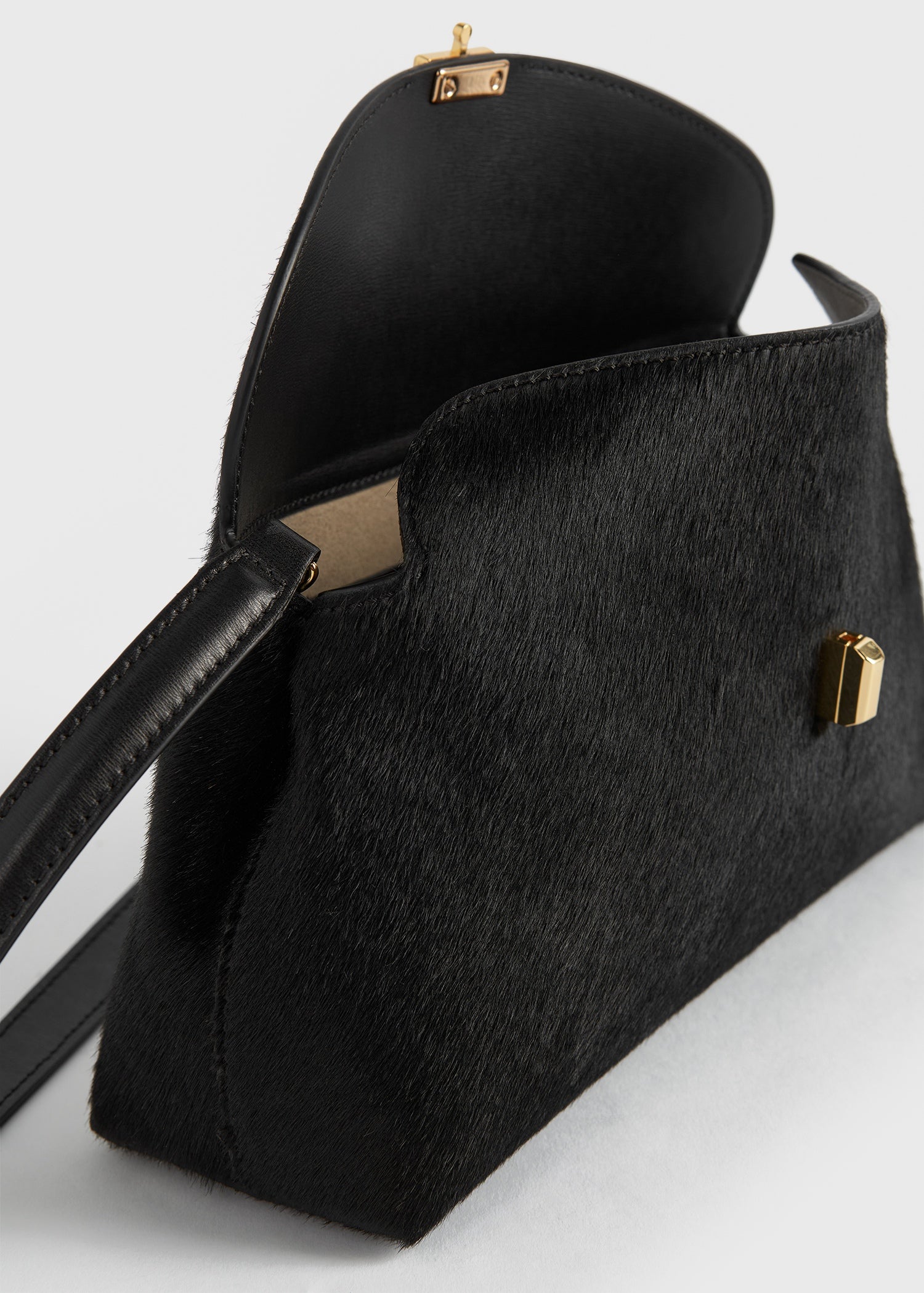 T-lock pony hair clutch black