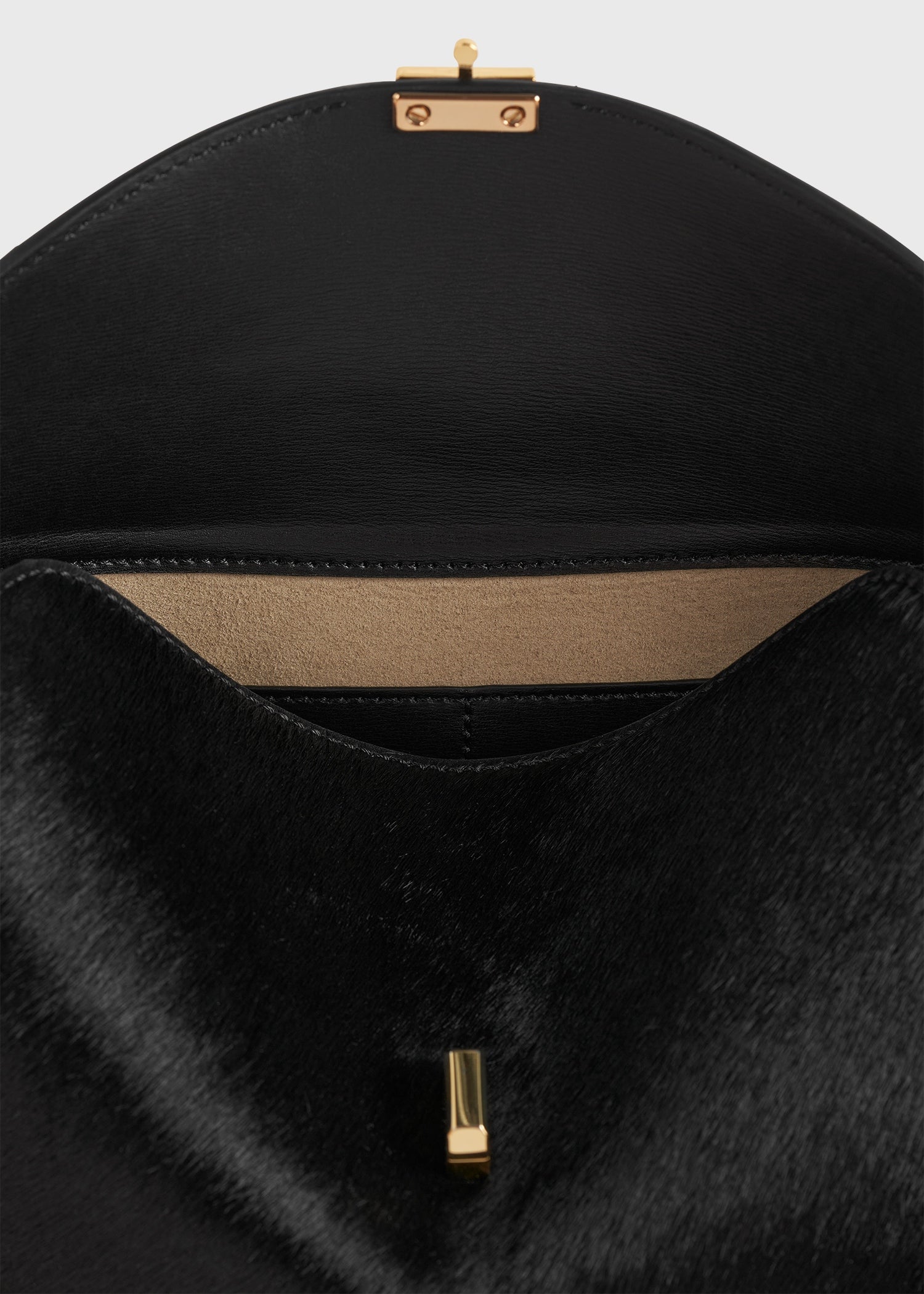 T-lock pony hair clutch black