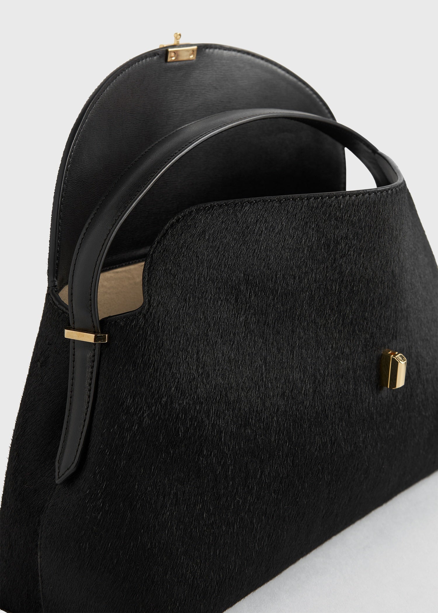 T-Lock pony hair top handle black – TOTEME T-Lock pony hair top handle black – TOTEME